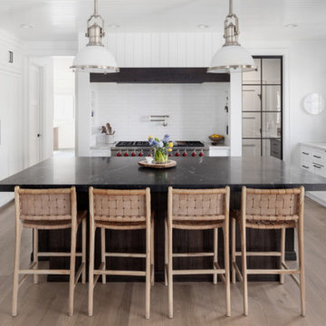Black And White Kitchen With Warm Details