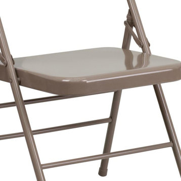 2 Pack HERCULES Series Triple Braced & Double Hinged Metal Folding Chair, Beige