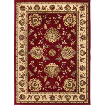 Sultan Sarouk Red Traditional Oriental Persian Floral Formal Area Rug, 5'3"x7'