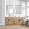 Gavino Vanity With Grain White Composite Stone Top, Light Brown/Matte Black, 72", No Mirror