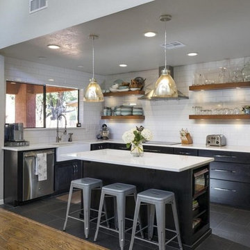 Kitchen with floating shelves