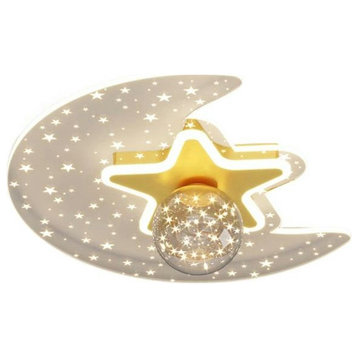 Modern Ceiling Lamp with LED Lighting Surface, Gold Star