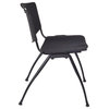 Kee 42" Round Breakroom Table- Grey/ Black & 4 'M' Stack Chairs- Black
