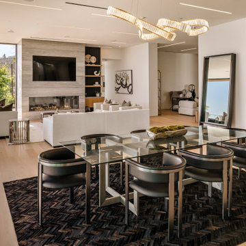 Contemporary Fireplace installation with Ocean Views