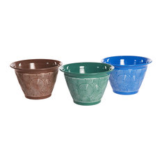 Brompton Ceramic-Effect Planters, Multicolour, Set of 3