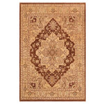 Bareens Designer Rugs - Rustic Heriz Ziegler Gilberte Brown Tan Hand-Knotted Rug - 8'0'' x 10'3'' - Enhance the ambiance of your home with this magnificent Persian-influenced Turkish hand-knotted rug made by skilled artisans capable of creating the most exceptional vegetable dyes and hand-spun wool. This exquisite handmade rug is a one-of-a-kind Peshawar Kafkaz, otherwise identified as Chobi, Chobi Peshawar, Oushak, or Ziegler rug. These handmade rugs are crafted in Pakistan utilizing superior-quality wool imported from Australia, New Zealand, and Korea in two types of weaves: the Persian weave and the Mori weave. This rug is meticulously crafted by hand using the finest natural vegetable dyes extracted from local plants. The artisans use a blend of hand-spun local and fine merino wool, resulting in a rug with a compelling texture, higher lanolin content, and longer staple. The artisans occasionally incorporate natural or artificial silk into the pile to enhance specific motifs. The finished product is an awe-inspiring execution of flawless design and an understated palette that exudes elegance.