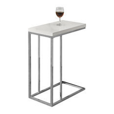 Accent Table - Glossy White With Chrome Metal