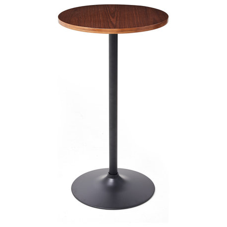 41.75"H Round Bistro Pub Table With Walnut Top, Balck Base