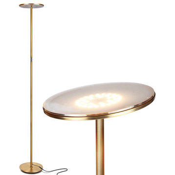 Brightech Sky Flux LED Torchiere Floor Lamp, Brass