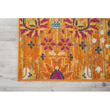 8� X 10� Sun Gold And Navy Distressed Area Rug