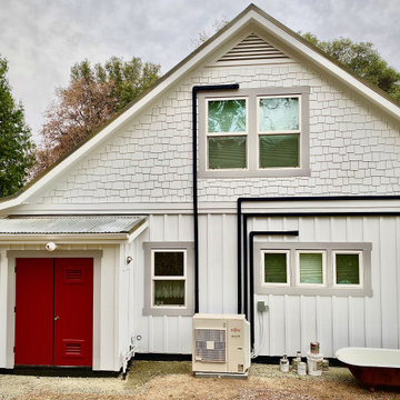 Hardie Board and Batten Siding with Staggered Shingles