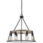 Quoizel - Quoizel Brockton Six Light Chandelier BRT5006GK - Six Light Chandelier from Brockton collection in Grey Ash finish. Number of Bulbs 6. Max Wattage 100.00 . No bulbs included. With open framework and weathered styling, the Brockton comes farmhouse-approved. The grey ash finish of the thin metal body pairs perfectly with the whitewash finish of the faux wood accents. Vintage filament bulbs provide soft, ambient light in this rustic charmer. No UL Availability at this time.