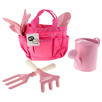 Kid�s Garden Tool Set with Child Safe Shovel and Canvas Tote by Hey! Play!