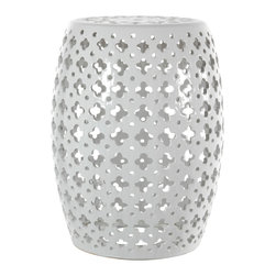 Oriental Furniture 18" Carved Lattice Decorative Garden Stool - Accent And Garden Stools