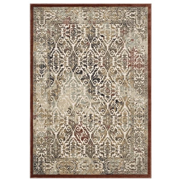 Hester Ornate Turkish 8x10 Vintage Area Rug in Tan and Walnut Brown