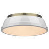 Duncan 14" Flush Mount, Aged Brass With White Shade