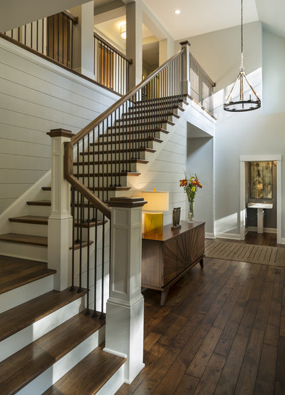 Transitional Staircase by Charlie & Co. Design, Ltd