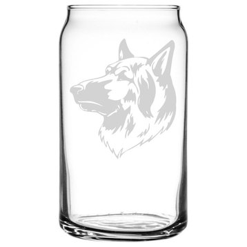 King Shepherd Dog Themed Etched All Purpose 16oz. Libbey Can Glass