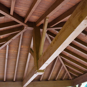 Timber 22' x 24' Hipped Roof Pavilion w/ Integrated Self-Contained Power