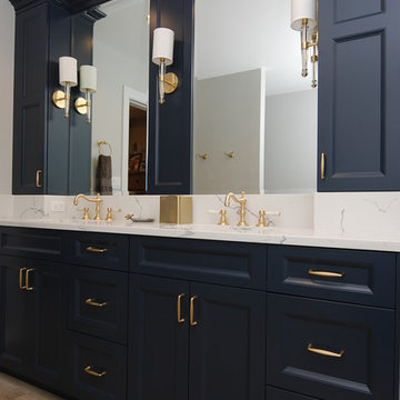 Transitional Blue Master Bath Renovation in Northbrook, IL