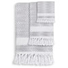 Linum Home Textiles Assos 3-Piece Towel Set, Dusty Blue, Dove Gray