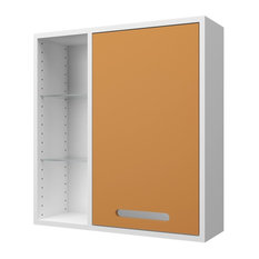 Malmö Bathroom Wall Cabinet, White and Saffron Yellow, Large