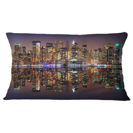 City of Manhattan Panorama Cityscape Photo Throw Pillow, 12"x20"