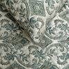 Designer Gray Silk CA King 86"x18" Bed Runner and Pillow Cover, Damask Anastasia