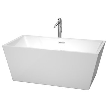 Freestanding Bathtub, White, 59", With Faucet