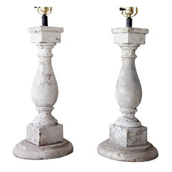 Pair of American Glazed Terracotta Architectural Balusters as Table Lamps - Products