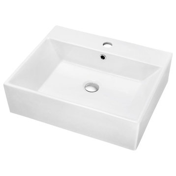 Dawn Vessel Above-Counter Rectangle Ceramic Art Basin with Single Faucet Hole