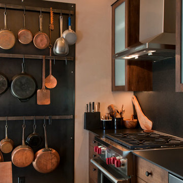 Magnetic Rack of Pots and Pans in the Contemporary/Traditional Kitchen