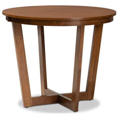 Baxton Studio Alayna Walnut Finished 35-Inch-Wide Round Wood Dining Table