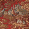 Red Rooster Toile Fabric Country Peacock Chickens, 2"x4" Sample