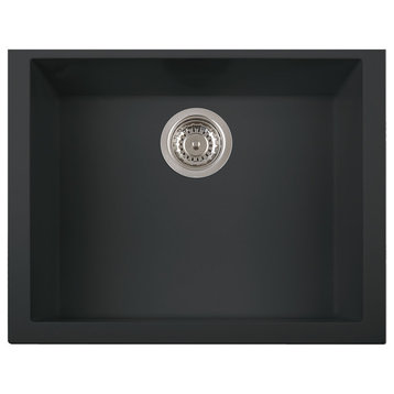 AB2420UM-BLA Black 24" Undermount Single Bowl Granite Composite Kitchen Sink