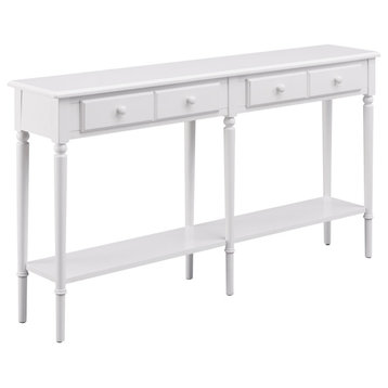 Large Console Table, Turned Legs & Drawers for Extra Storage Space, Orchid White