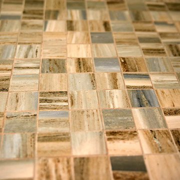Ceramic Tile Layout with Earthy Tones and Textured Finish
