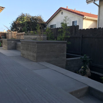 Arroyo Grande concrete bench and planters