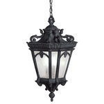 Kichler Lighting - Kichler Lighting 9855BKT Tournai - Three Light Outdoor Hanging Pendant - With its heavy textures, dark tones, and fine attention to detail, the Tournai Collection stands out from other outdoor fixtures. Each piece is hand-made from cast aluminum, offering quality construction that is sure to withstand even the harshest of weather conditions. Our exclusive Londonderry finish and clear seedy glass panels give the piece its unique, aged look. This 3-light Tournai hanging lantern is perfect for any homeowner looking to bring a classic touch to their front porch or stoop. It uses 60-watt (max.) bulbs, 25" high, and is U.L. listed for wet locations.Canopy Included.Shade Included.Canopy Diameter: 5.50* Number of Bulbs: 3*Wattage: 60W* BulbType: B10* Bulb Included: No