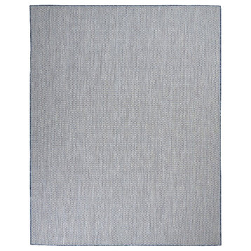 Nourison Courtyard 84" x 120" Fabric Indoor/Outdoor Rug in Ivory Blue