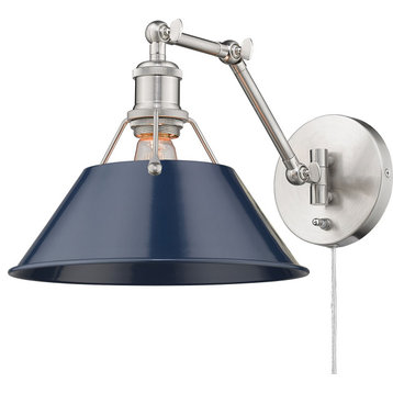 Orwell Articulating Wall Sconce, Pewter, Navy Blue Shade