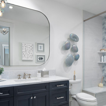 Kids' Girls' Bathroom with Blue Tile
