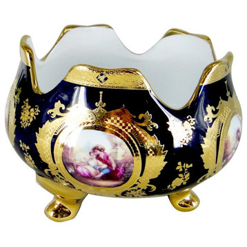 Royalty Porcelain Footed Bowl With 24K Gold 'Second Date' Limoges China, 5x7