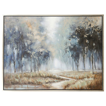 Path To Righteousness, Framed Landscape Hand Painted Art on Canvas, Multi-Color