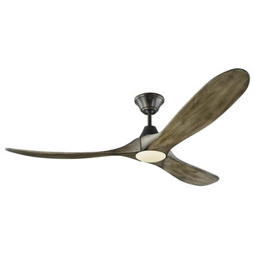 3 Blade 60 Inch Ceiling Fan Light Kit-Aged Pewter Finish-Light Grey Weathered