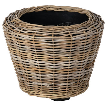 Rattan Kobo Indoor and Outdoor Planter Basket With Plastic Pot, X-Large