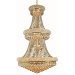 Elegant Lighting - Elegant Lighting V1800G30G/RC Primo 32-Light Hanging Fixture - Elegant Lighting V1800G30G/RC1800 Primo Collection Large Hanging Fixture D30in H50in 32-Light Gold Finish (Royal Cut Crystals). This classic, elegant Empire series is flowing with symmetry creating a dramatic explosion of brilliance. Primo is a dynamic collection of chandeliers that add decorative drama to any setting.