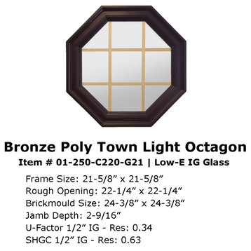 Four Season Town Light, Bronze Poly, Low-E With Grille