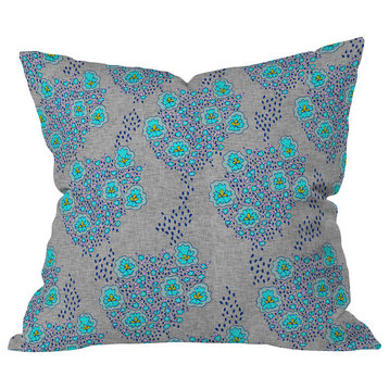 Holli Zollinger Boho Turquoise Floral Outdoor Throw Pillow, Small