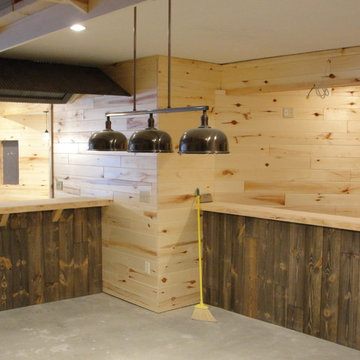 Custom barn wood paneling bar